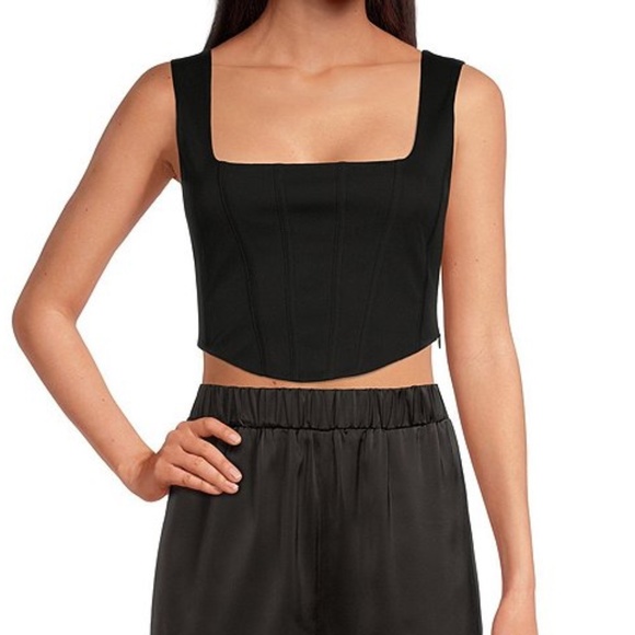 NWT Gianni Bini Cassandra Square Neck Sleeveless Corset Knit Top L - Picture 1 of 4